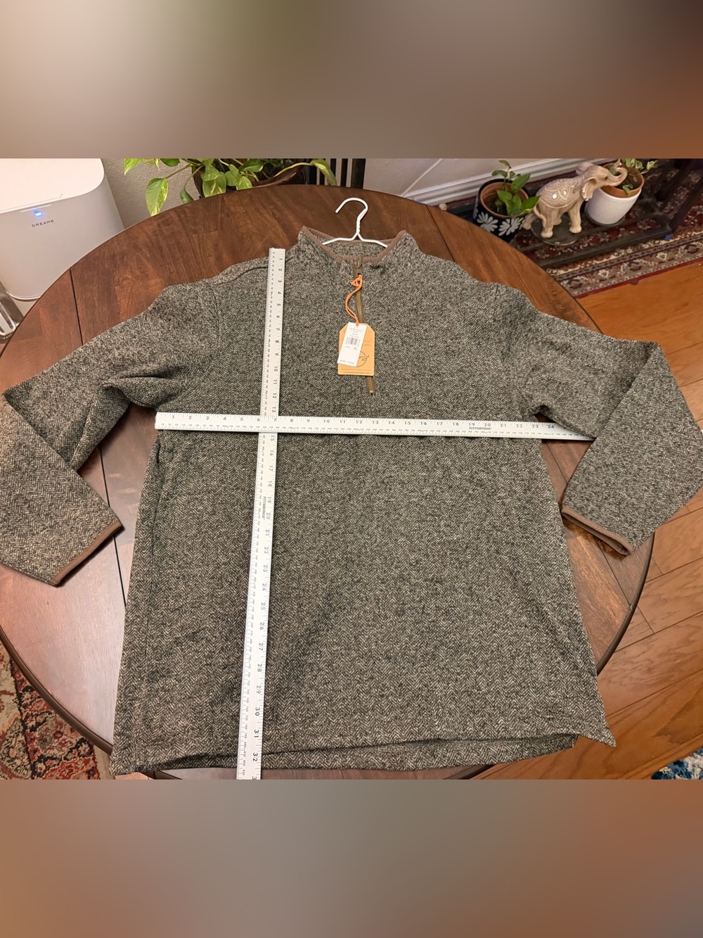 Weatherproof Men's Zip-Up Herringbone Sweater in Olive Gray